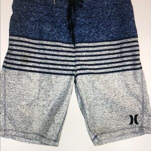 Hurley Men’s Blue and Gray Striped Hybrid Shorts